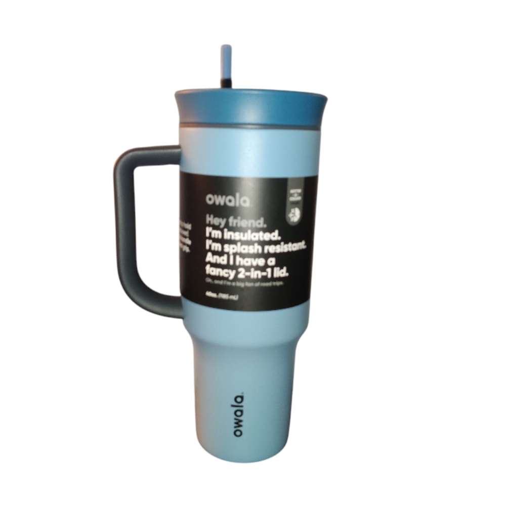 Owala Rainstorm Blue Stainless Steel Insulated Tumbler 40 oz Hot or Cold - Picture 2 of 5